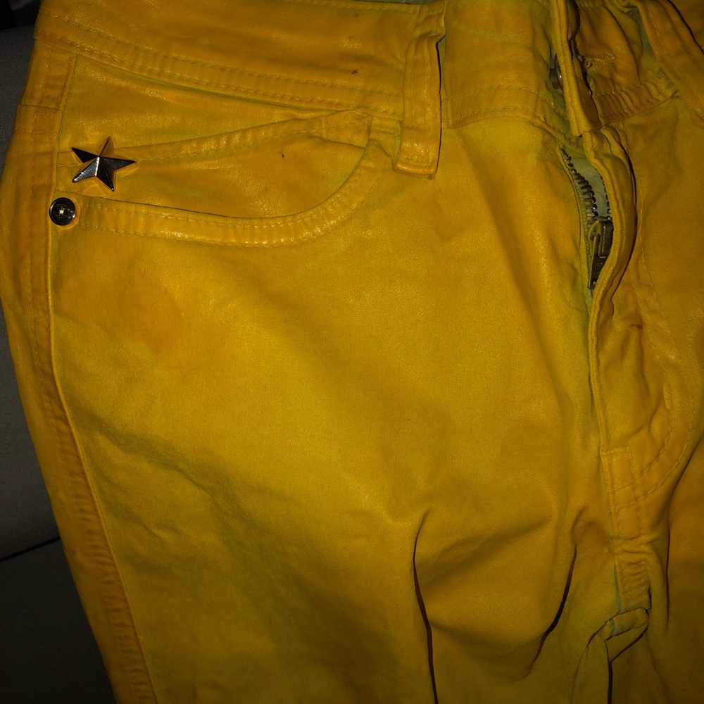 Yellow Wax Coated Roberto Cavalli Jeans